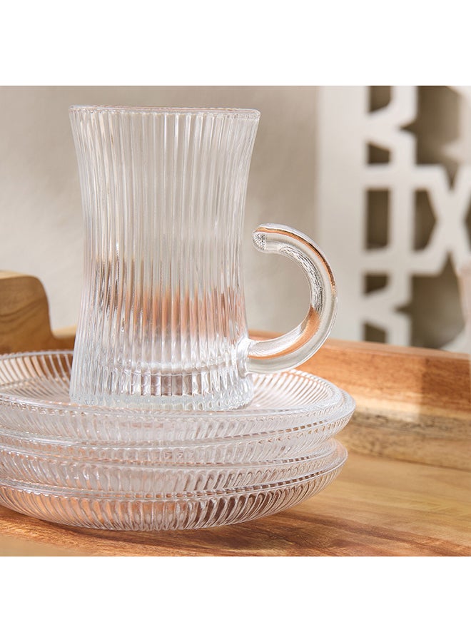 Home Box Ribbed Glass Cup and Saucer Set for Home - Image 3